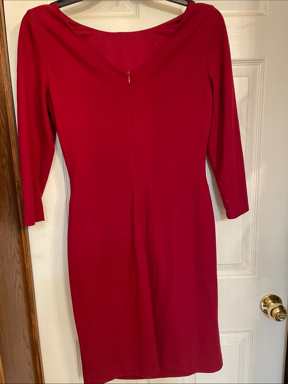 Lauren Ralph Lauren Crimson Long-Sleeve Ruched Sheath Dress - Picture 2 of 3
